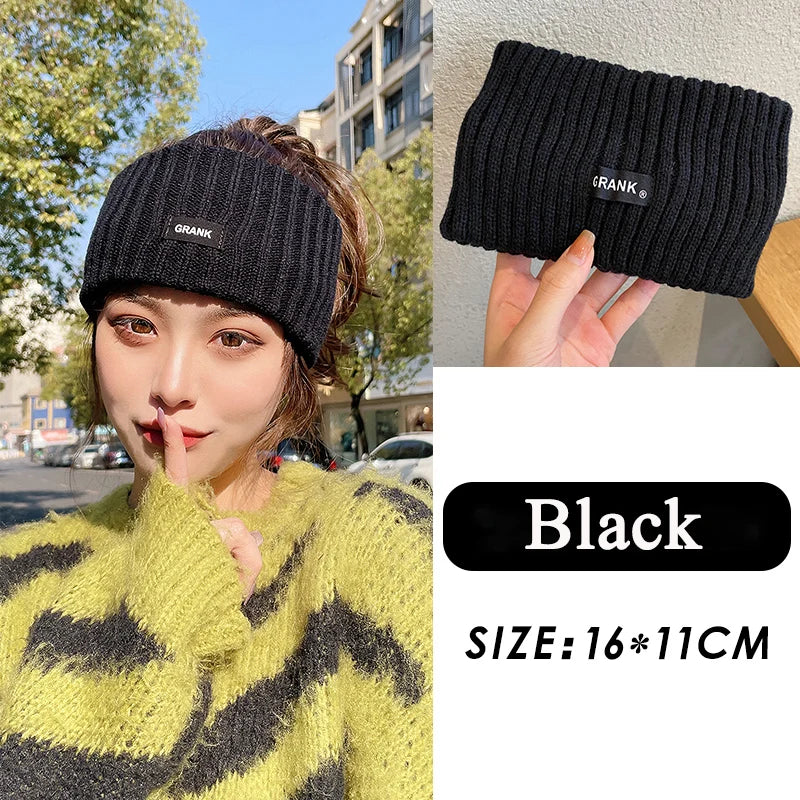 Knitted Headband Headwear Warm Thicken Wide-brim Woolen Headband Hair Accessories Hair Band Hair Band Face Wash Sports Hair Band