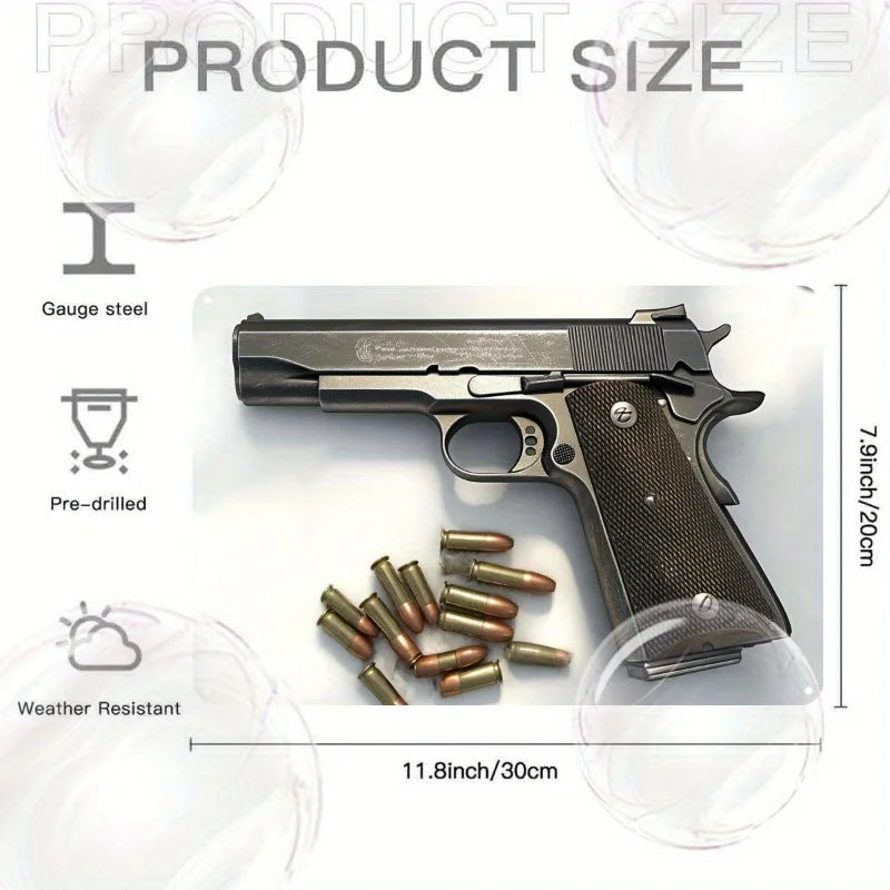 1:1 Scale Realistic Iron Pistol Model - Metallic Finish Wall Art for Home, Bar, Game Room Decor - Perfect Gift for Gun Lovers