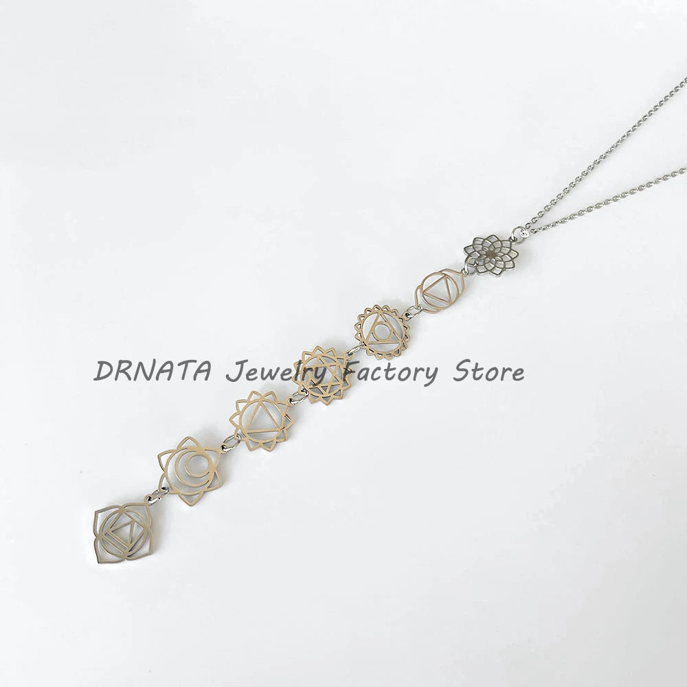 Stainless steel hollow out long charm pendant for women ladies girls sliver gold color clavicle chain necklace personality jewel