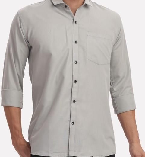 Men's Solid Satin Stylish Casual Shirt Grey