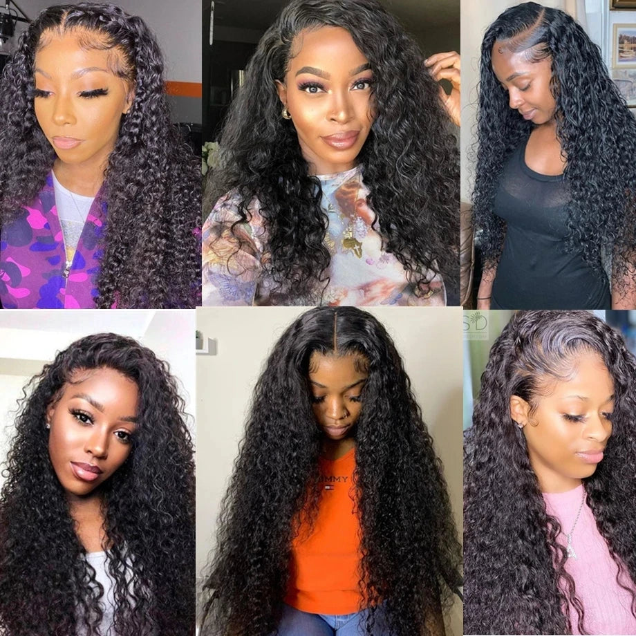 Curly Wave Frontal Wig 13x4 HD Lace Front Wig human hair Brazilian Loose Curly Water Wave Glueless Pre Cut Wigs For Women