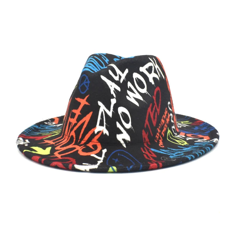 Colorful Wide Brim New Style Church Derby Top Hat Panama Felt Fedoras Hat for Men Women artificial wool British style Jazz Cap