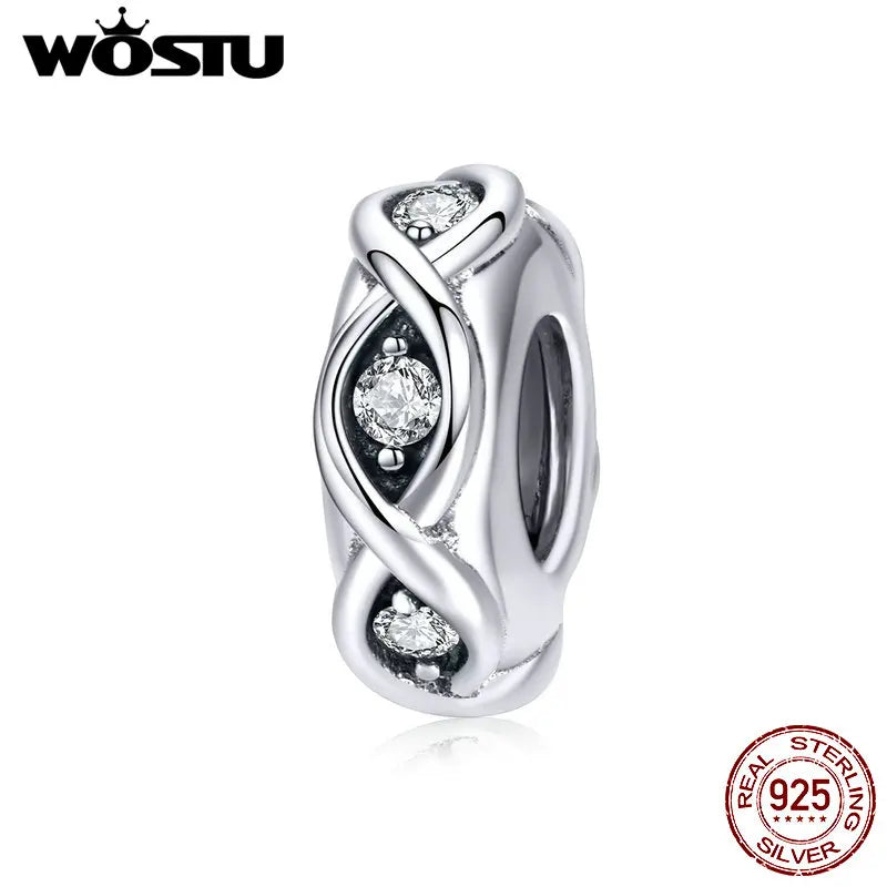 WOSTU Authentic 925 Sterling Silver Hot Sale Endless Love Charm Pendant Fit Bracelet Women Party Fashion DIY Jewelry Gift Making