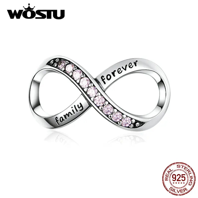 WOSTU Authentic 925 Sterling Silver Hot Sale Endless Love Charm Pendant Fit Bracelet Women Party Fashion DIY Jewelry Gift Making
