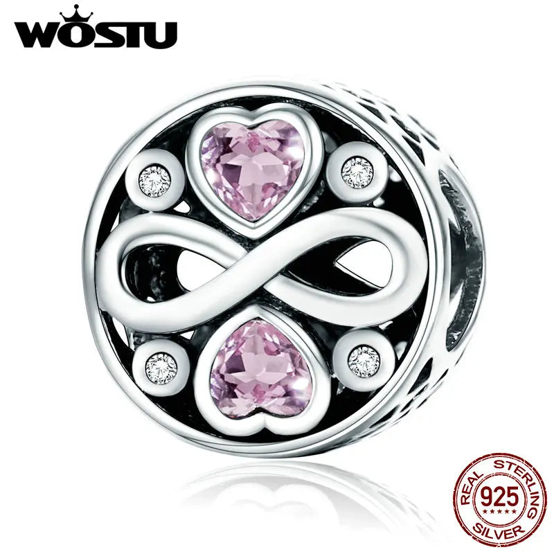 WOSTU Authentic 925 Sterling Silver Hot Sale Endless Love Charm Pendant Fit Bracelet Women Party Fashion DIY Jewelry Gift Making