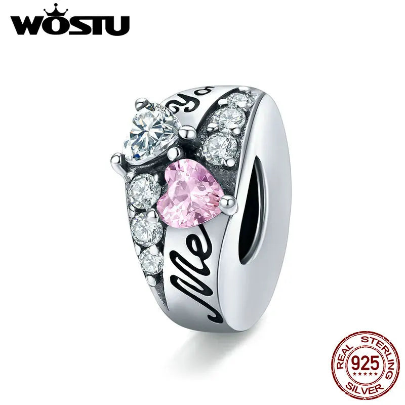 WOSTU Authentic 925 Sterling Silver Hot Sale Endless Love Charm Pendant Fit Bracelet Women Party Fashion DIY Jewelry Gift Making