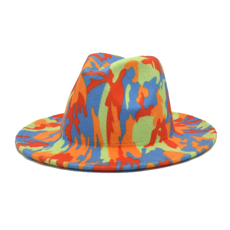 Colorful Wide Brim New Style Church Derby Top Hat Panama Felt Fedoras Hat for Men Women artificial wool British style Jazz Cap