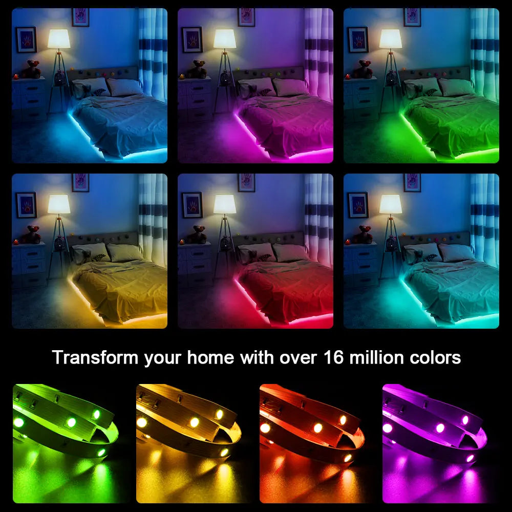 LED Strip Lights, Ultra-Long RGB 5050 LED Strips with Remote Controller, Color Changing Tape Light with 12V  Adapter for Bedroom