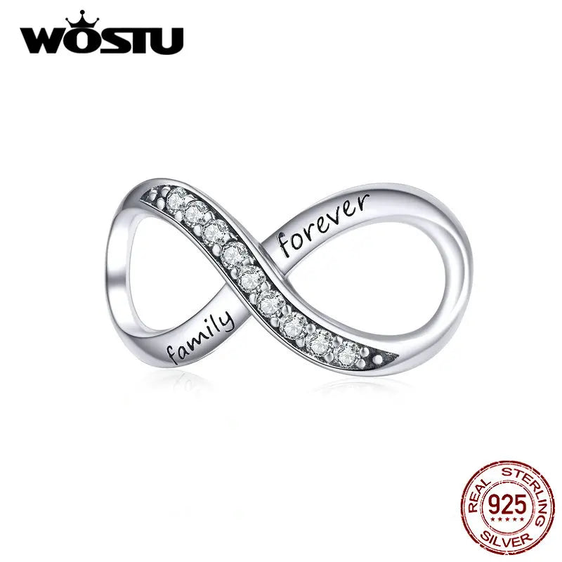 WOSTU Authentic 925 Sterling Silver Hot Sale Endless Love Charm Pendant Fit Bracelet Women Party Fashion DIY Jewelry Gift Making
