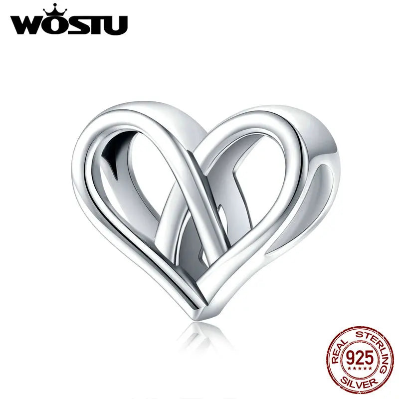 WOSTU Authentic 925 Sterling Silver Hot Sale Endless Love Charm Pendant Fit Bracelet Women Party Fashion DIY Jewelry Gift Making