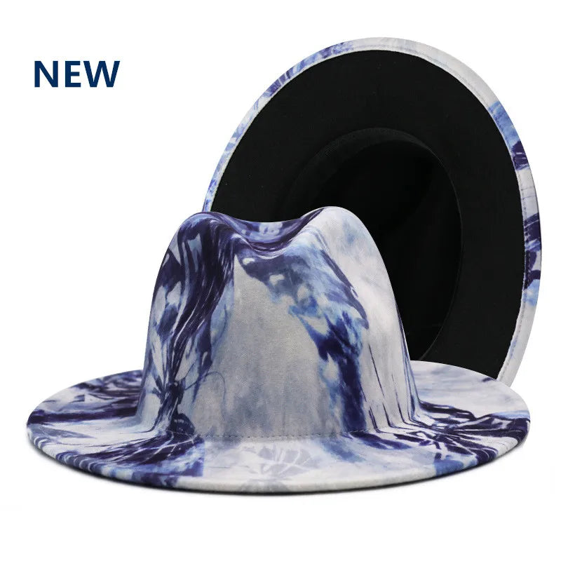 Colorful Wide Brim New Style Church Derby Top Hat Panama Felt Fedoras Hat for Men Women artificial wool British style Jazz Cap