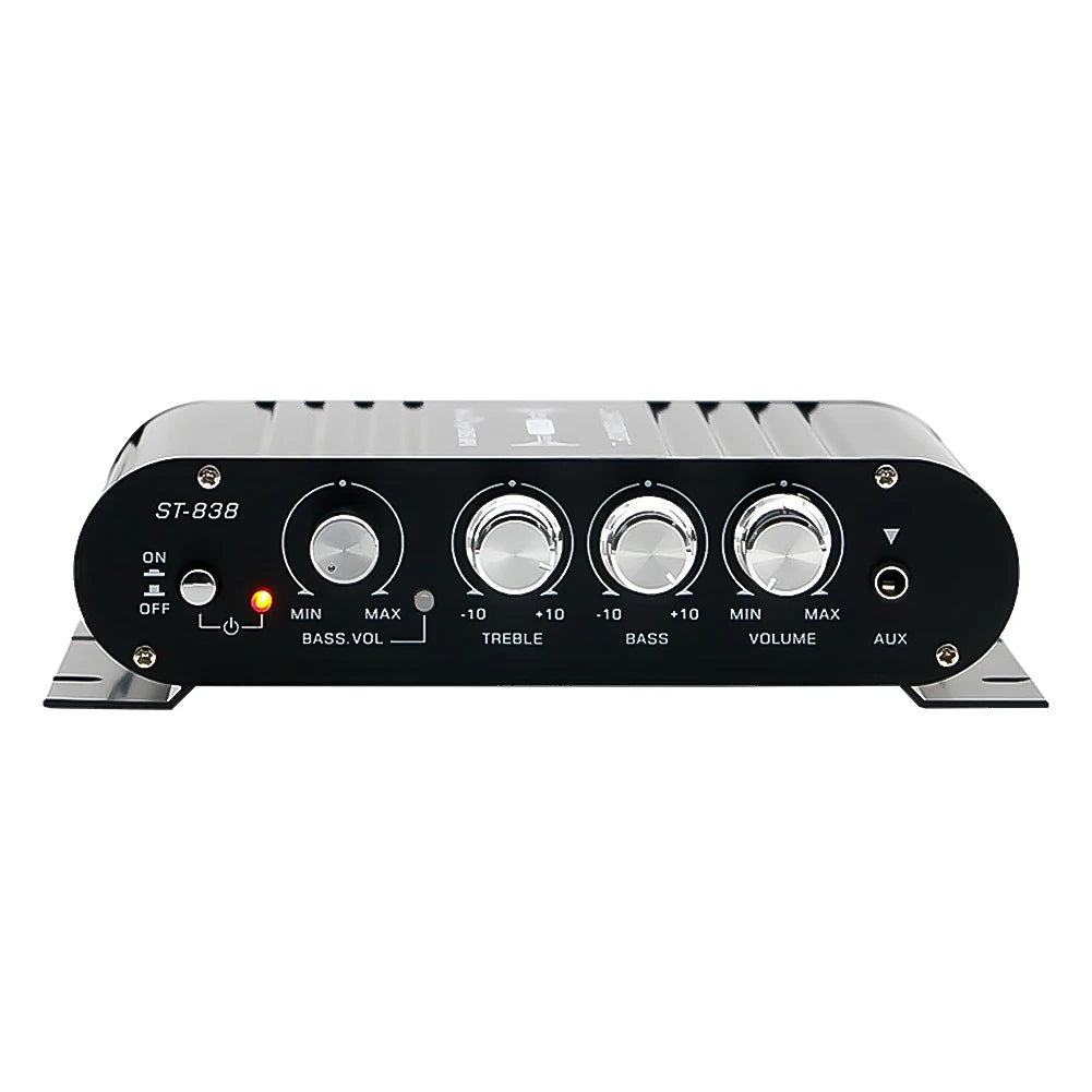 ST-838 HiFi 2.1 Channel Power Amplifier Stereo Bass Sound Amp RMS 80W*2 Class D Mini Media Player MP3 Car Black Home Amplify