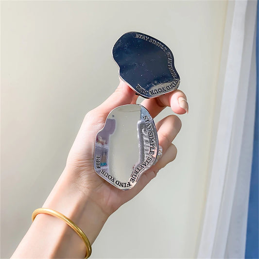 Irregular 3D Metal Make Up Mirror Grip Tok Griptok Korean Phone Holder Ring For iPhone Universal Accessories Phone Stand Bracket