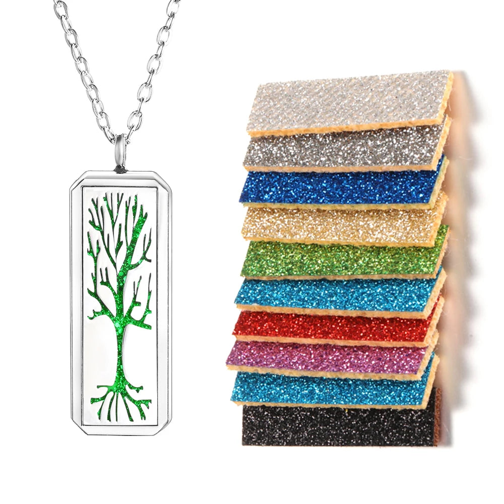 Rectangle Pendant Stainless Steel Magnetic Perfume Necklace Aromatherapy Essential Oil Diffuser Locket Fashion Necklace Jewelry
