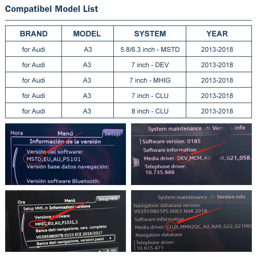 Road Top Wireless CarPlay Android Auto Interface for Audi A3 8V Q2 8P 2013-2018, with AirPlay Mirror Link Car Play Functions