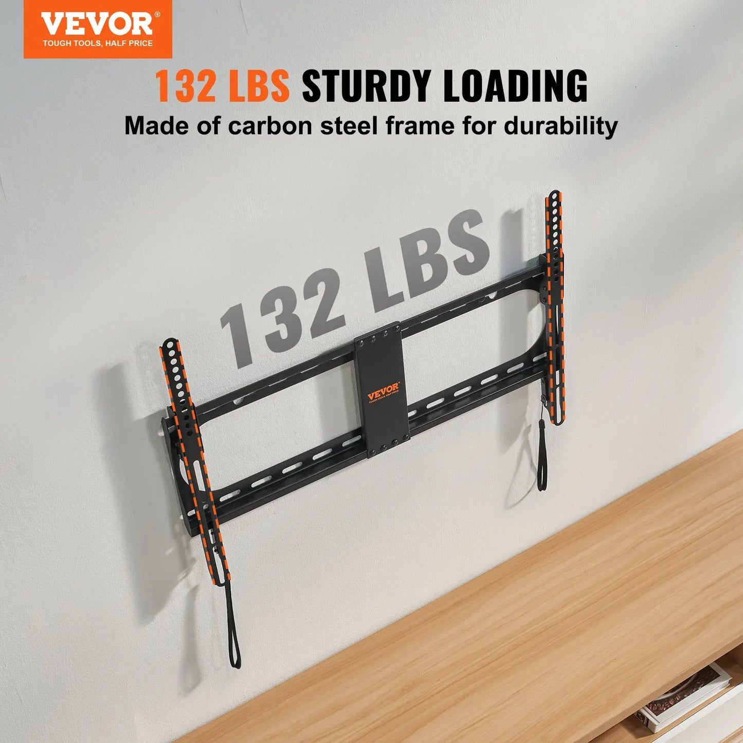 Universal Low Profile TV Wall Mount for 37-70 Inch TVs Max VESA 600x400 132 Lbs Capacity Tilt TV Brackets Holds up to 132 Lbs