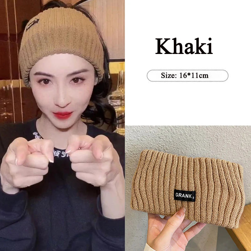 Knitted Headband Headwear Warm Thicken Wide-brim Woolen Headband Hair Accessories Hair Band Hair Band Face Wash Sports Hair Band