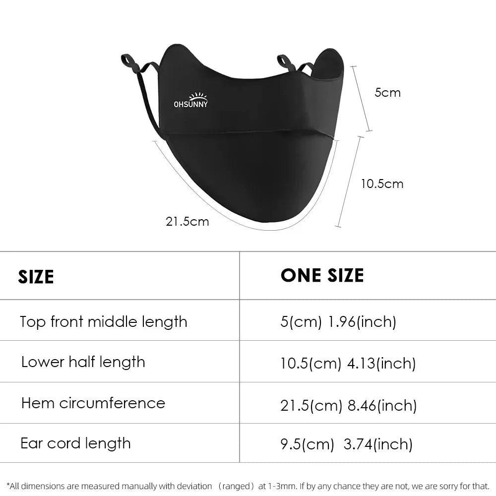 OhSunny Sun Protection Face Mask UPF 50+ Summer Outdoor Anti-UV Quick Dry Open Nose Masks Breathable Facial Mouth Cover