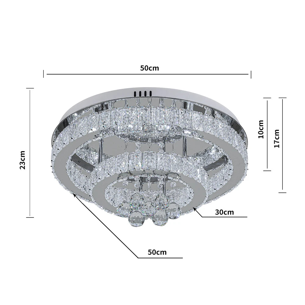 KOMORE Elegant Crystal Round & Square Ceiling Light for Living Room, Bedroom, Kitchen