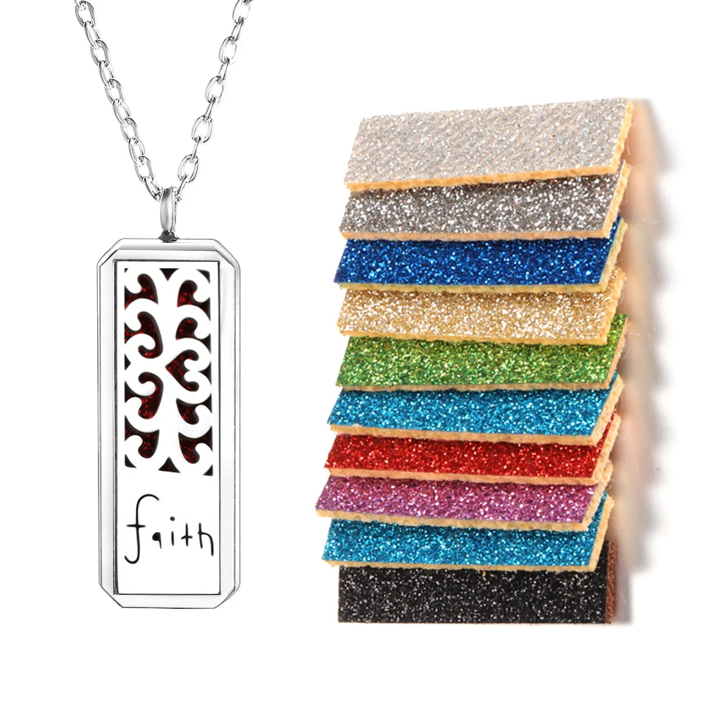 Rectangle Pendant Stainless Steel Magnetic Perfume Necklace Aromatherapy Essential Oil Diffuser Locket Fashion Necklace Jewelry