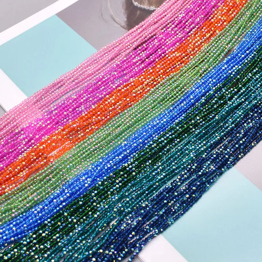 2mm 190pcs Color Small Crystal Glass Beads Faceted Loose Spacer Seed Beads For Jewelry Making Necklace women Cotton String Beads