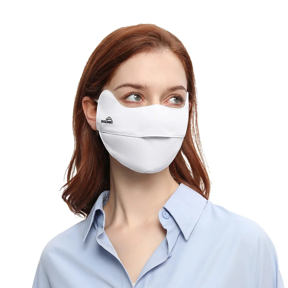 OhSunny Sun Protection Face Mask UPF 50+ Summer Outdoor Anti-UV Quick Dry Open Nose Masks Breathable Facial Mouth Cover