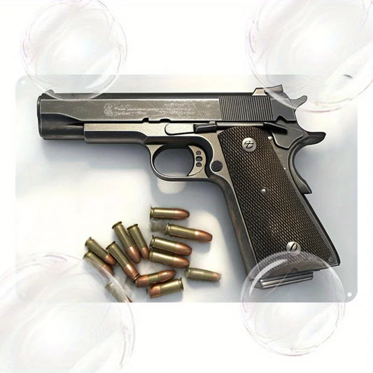 1:1 Scale Realistic Iron Pistol Model - Metallic Finish Wall Art for Home, Bar, Game Room Decor - Perfect Gift for Gun Lovers
