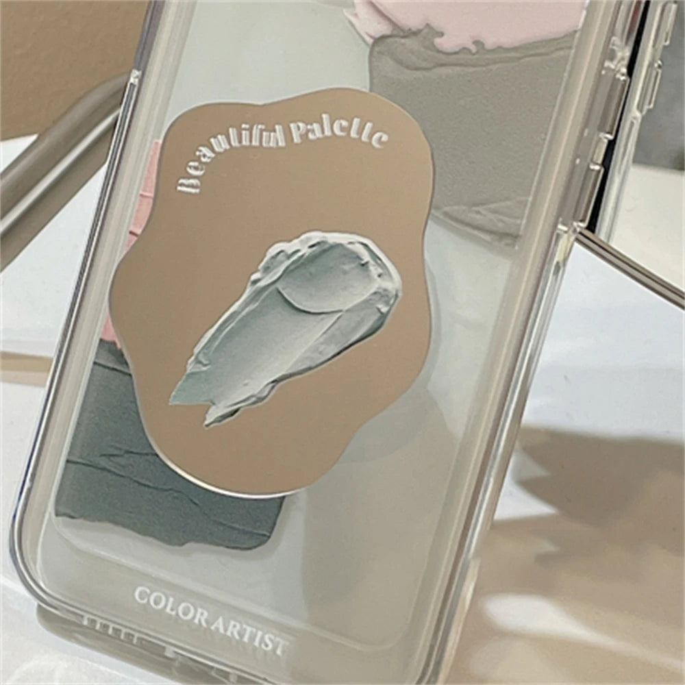 Irregular 3D Metal Make Up Mirror Grip Tok Griptok Korean Phone Holder Ring For iPhone Universal Accessories Phone Stand Bracket