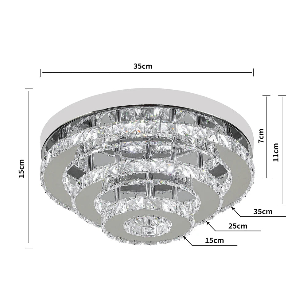 KOMORE Elegant Crystal Round & Square Ceiling Light for Living Room, Bedroom, Kitchen