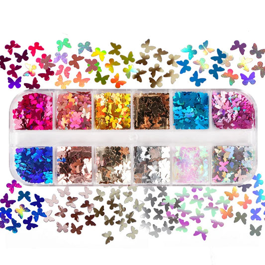 Mix Color Fluorescent Butterfly Glitter Eyelash Extension  Accessories Nail Art Glitter Decorations Professional Makeup Tools