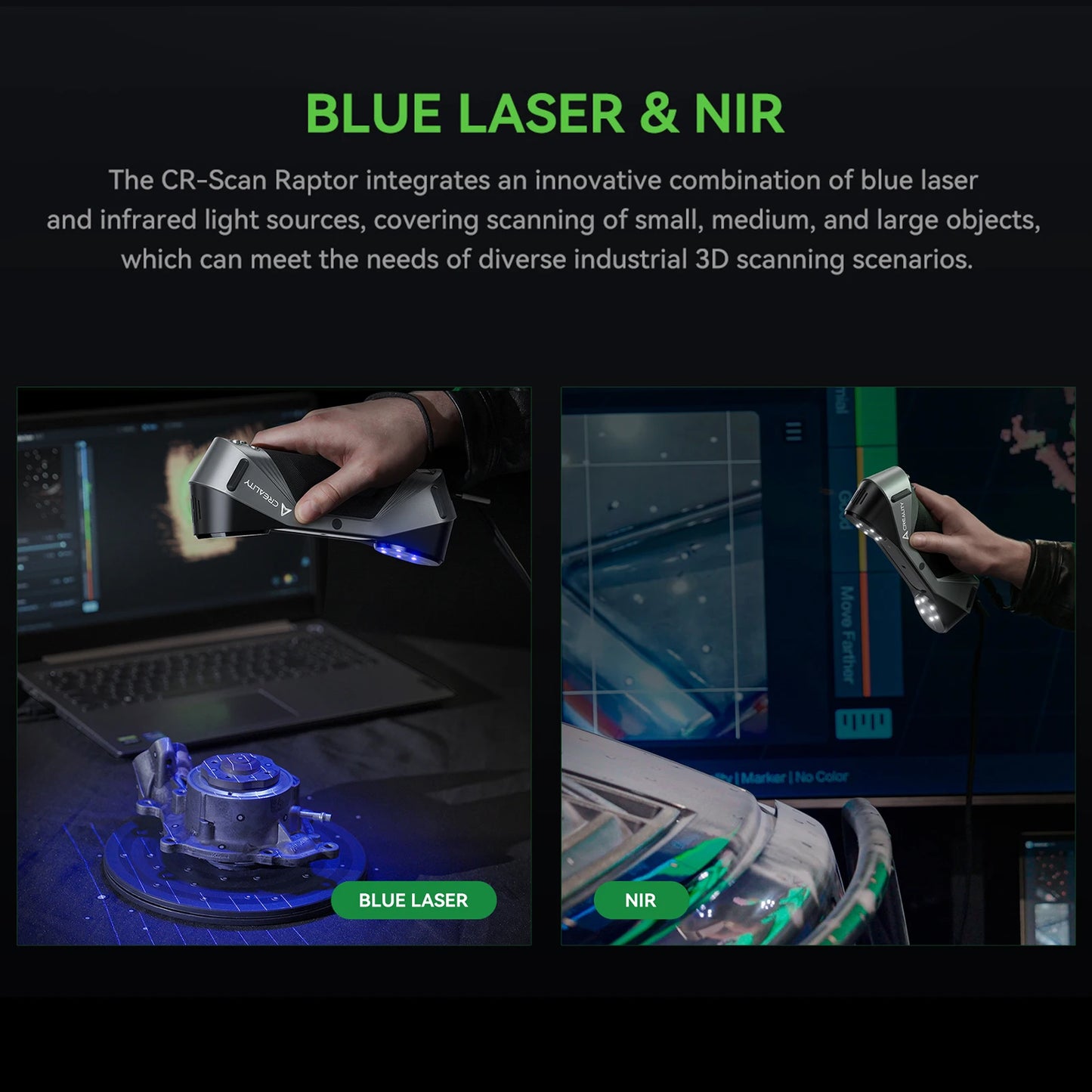 Creality 3D CR-Scan Raptor Multi-line blue and near-infrared consumer 3D scanner for 3D printing reverse engineering