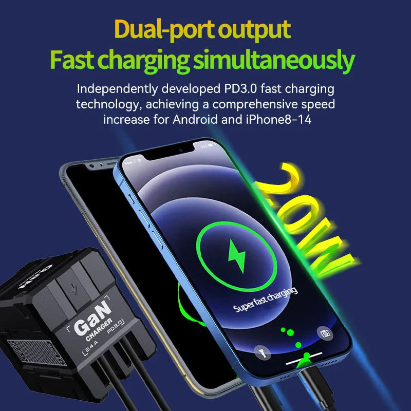 Total 20W USB C Charger GaN Fast Charging Wall Charger For iPhone Samsung Xiaomi Quick Charge EU/US Plug Phone Charger Adapter