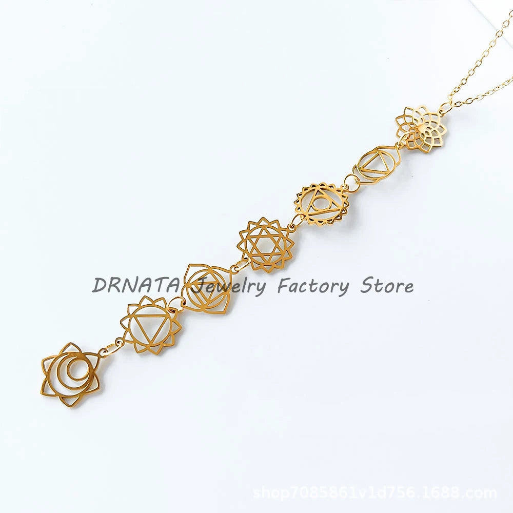 Stainless steel hollow out long charm pendant for women ladies girls sliver gold color clavicle chain necklace personality jewel