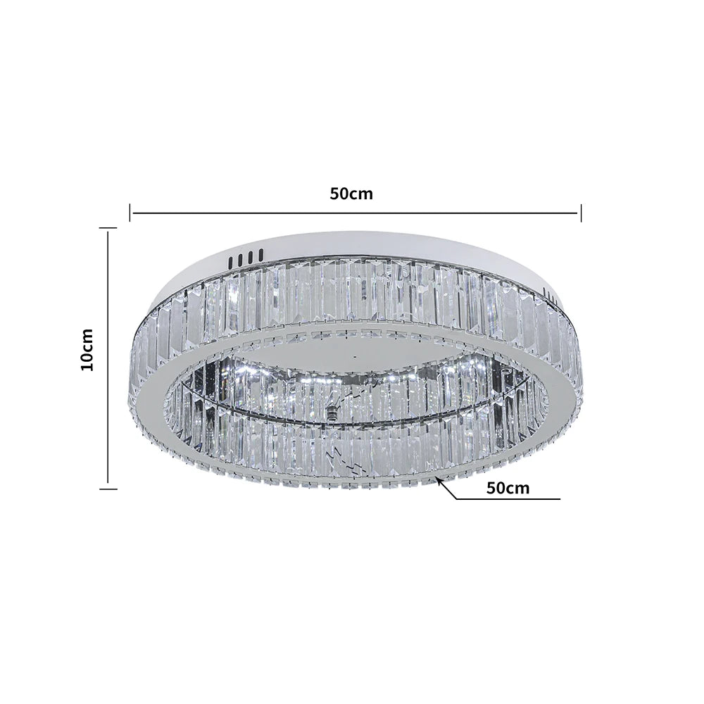 KOMORE Elegant Crystal Round & Square Ceiling Light for Living Room, Bedroom, Kitchen
