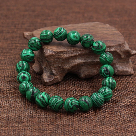 6/8/10/12mm Natural Green Malachite Bracelet Men Yoga Healing Energy Beads Elastic Bangles Charm Handmade Jewelry for Women Gift