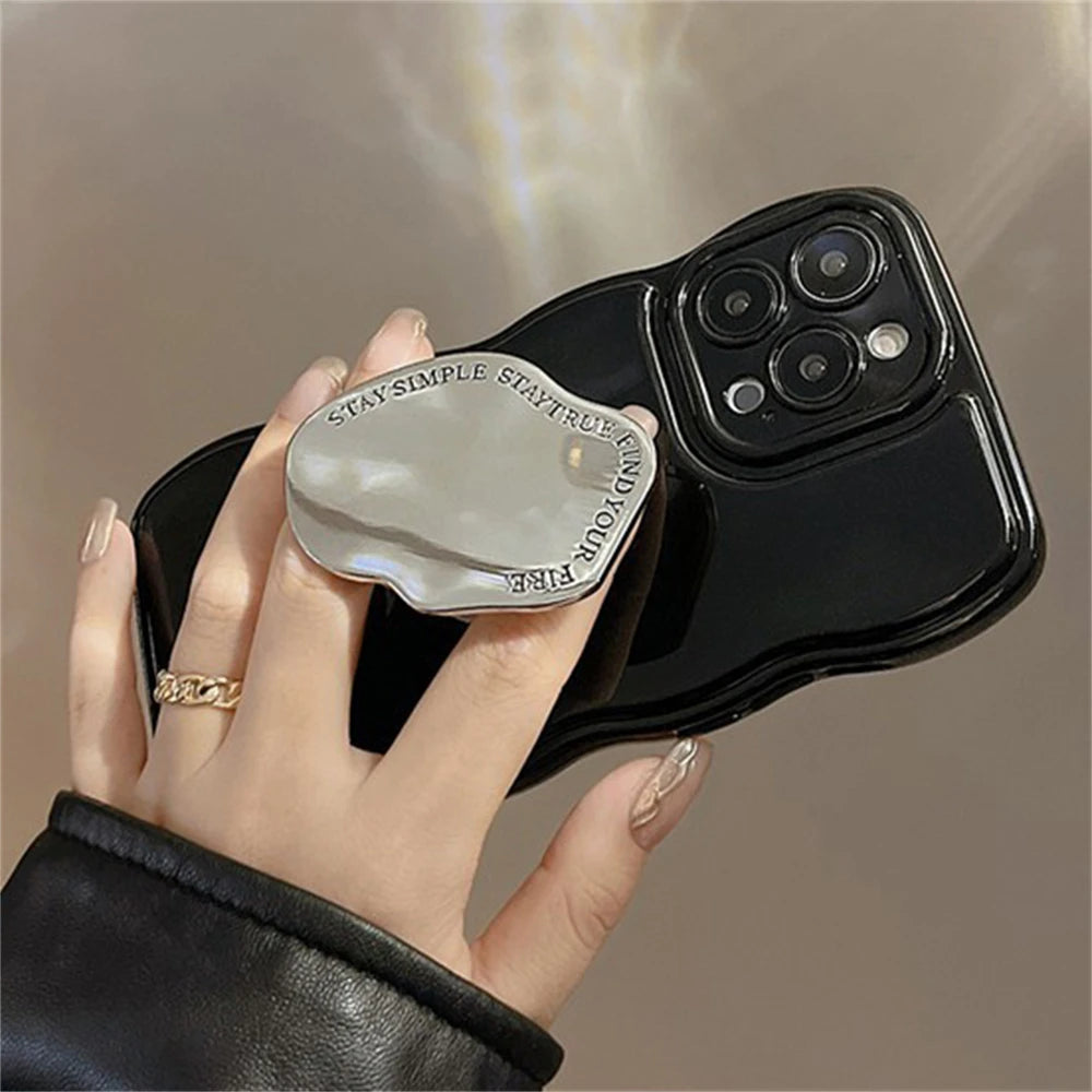 Irregular 3D Metal Make Up Mirror Grip Tok Griptok Korean Phone Holder Ring For iPhone Universal Accessories Phone Stand Bracket