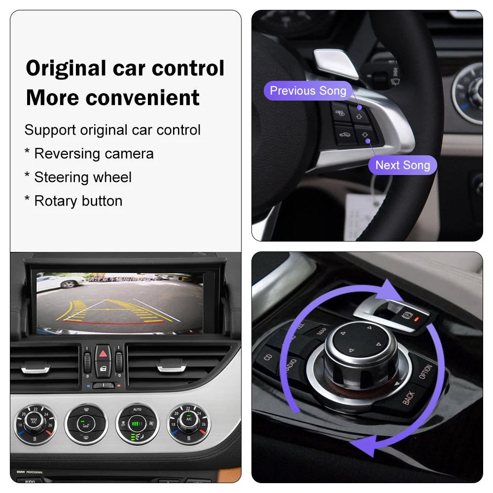 Road Top Wireless CarPlay for BMW Z4 E89 2009-2018, with Android Auto Mirror Link AirPlay Camera View USB Car Play Function