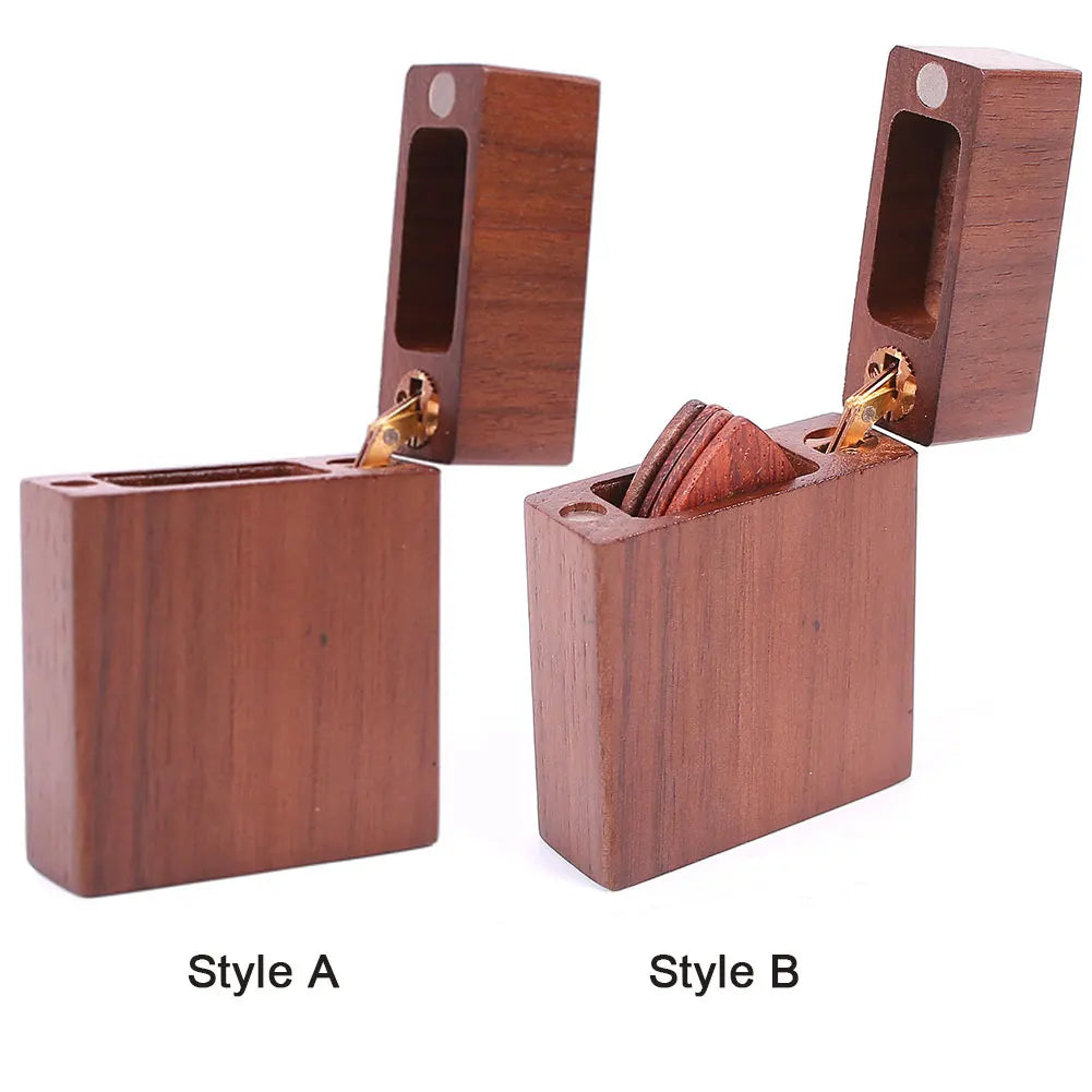 Guitar Picks Storage Box Compact Guitar Picks Case Walnut Guitar Wooden Pick Box Holder for Stringed Instrument