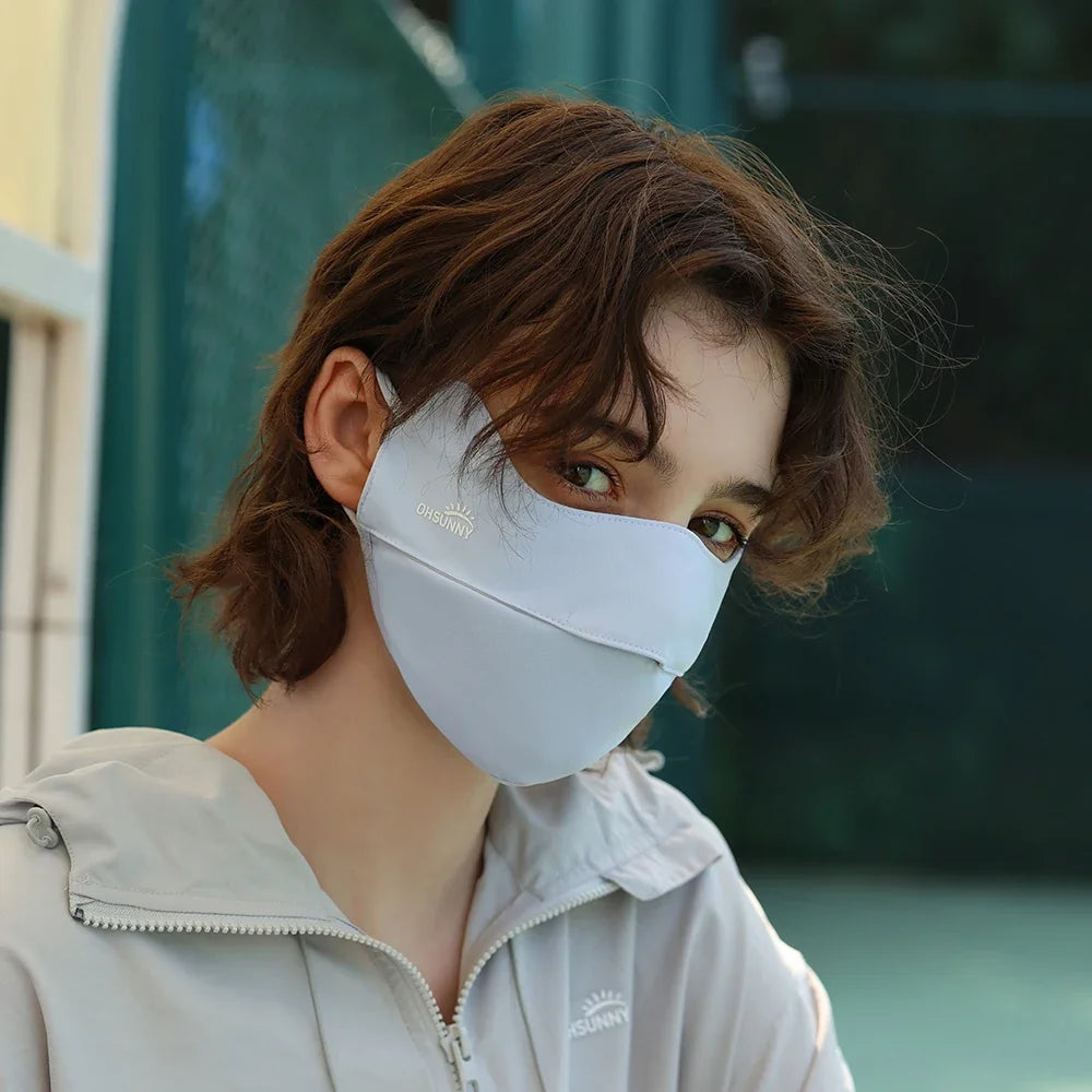 OhSunny Sun Protection Face Mask UPF 50+ Summer Outdoor Anti-UV Quick Dry Open Nose Masks Breathable Facial Mouth Cover