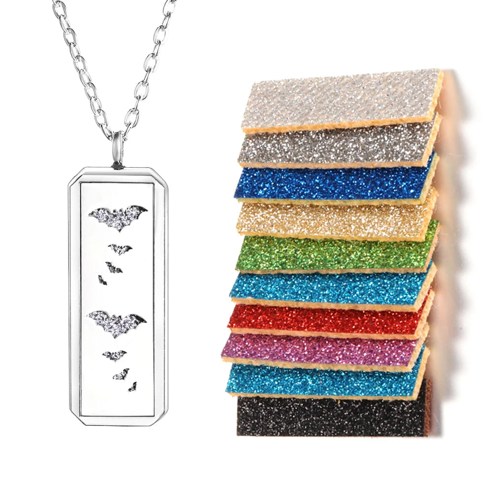 Rectangle Pendant Stainless Steel Magnetic Perfume Necklace Aromatherapy Essential Oil Diffuser Locket Fashion Necklace Jewelry