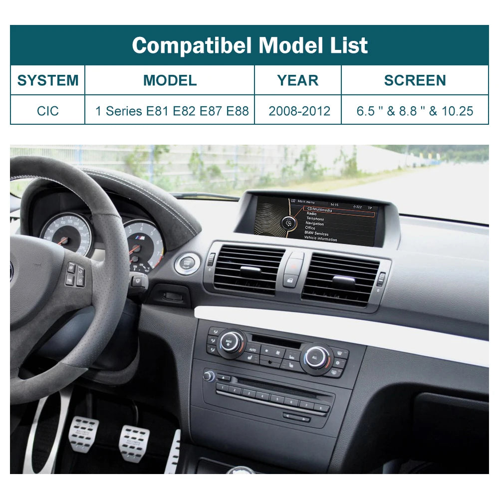 Wireless CarPlay for BMW Series 1 E81 E82 E87 E88 CIC 2008-2012, with Android Auto Mirror Link AirPlay CarPlay Autolink Function