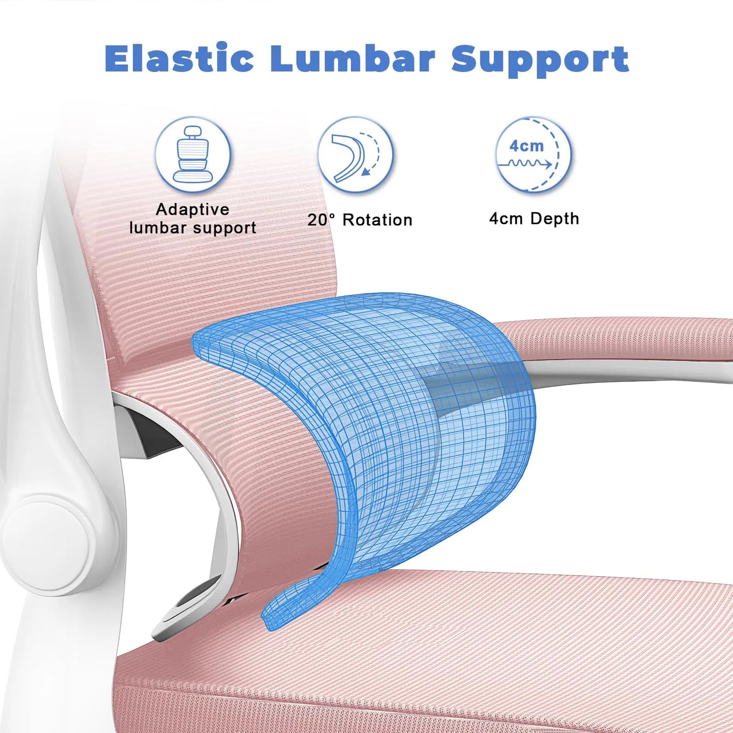 Ergonomic Office Chair Desk Chair with C-shaped Lumbar Support Adjustable Headrest and Reversible Armrest for Home Office Study