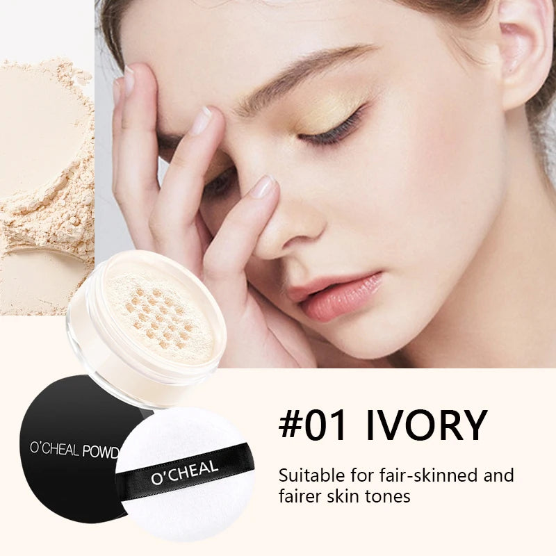 Whitening Girl Face Powder with Oil Control Loose Powder for Makeup Powder Color Waterproof Facial Powder Make Up Accessories