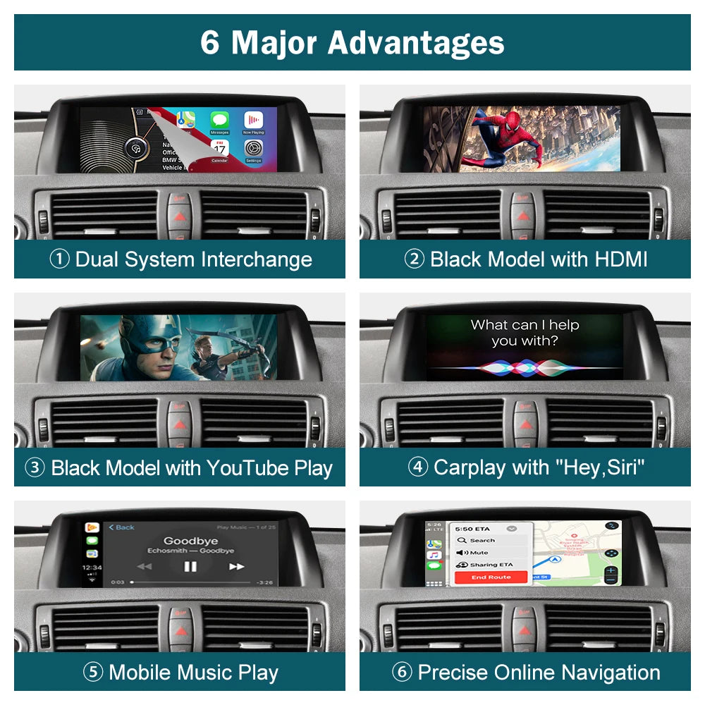 Wireless CarPlay for BMW Series 1 E81 E82 E87 E88 CIC 2008-2012, with Android Auto Mirror Link AirPlay CarPlay Autolink Function