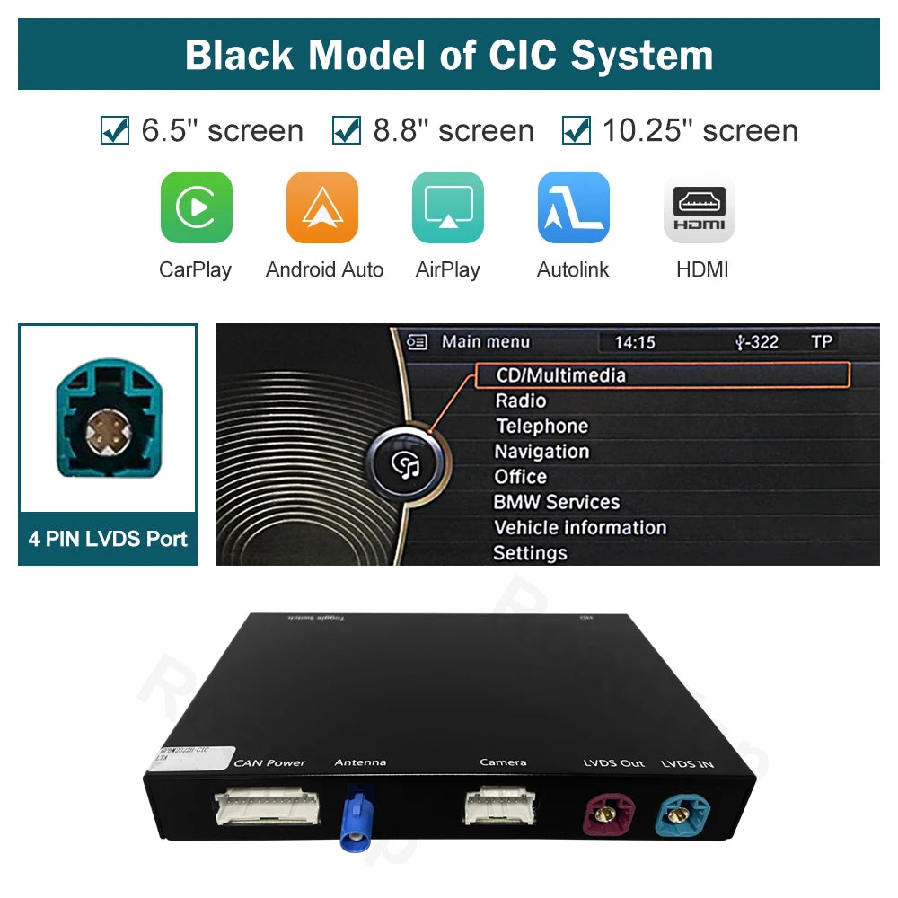 Wireless CarPlay for BMW Series 1 E81 E82 E87 E88 CIC 2008-2012, with Android Auto Mirror Link AirPlay CarPlay Autolink Function