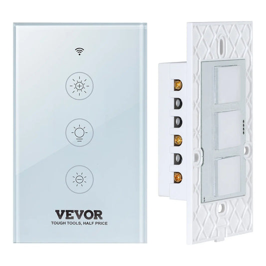 WiFi Smart Light Dimmer Switch 100-250V AC Wi-Fi 2.4GHz 15%- Stepless Dimming LED Dimmable Touch Panel App Remote Control
