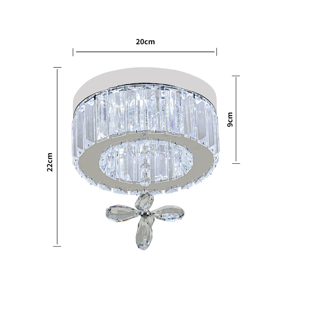 KOMORE Elegant Crystal Round & Square Ceiling Light for Living Room, Bedroom, Kitchen