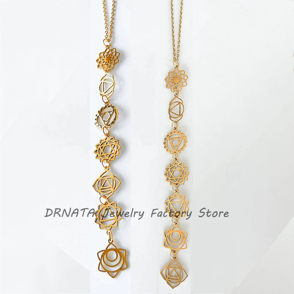 Stainless steel hollow out long charm pendant for women ladies girls sliver gold color clavicle chain necklace personality jewel