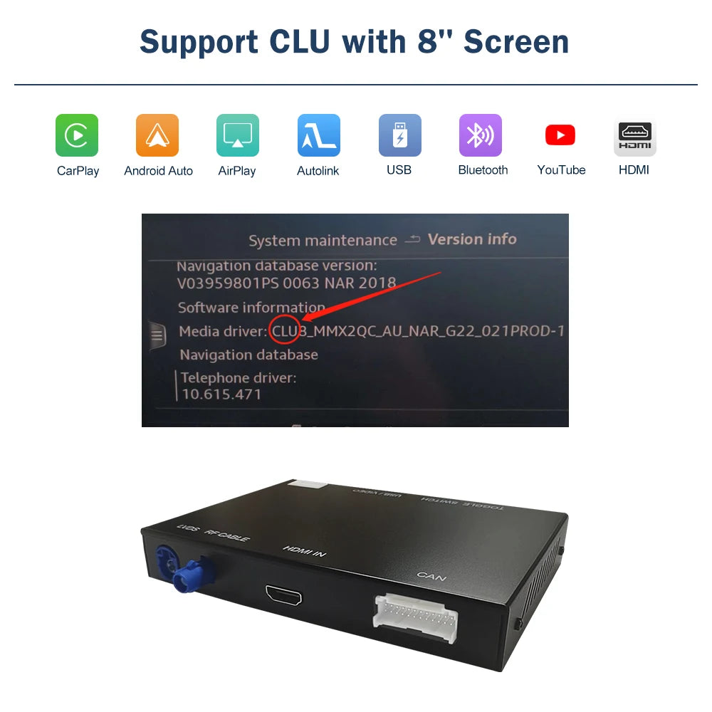 Road Top Wireless CarPlay Android Auto Interface for Audi A3 8V Q2 8P 2013-2018, with AirPlay Mirror Link Car Play Functions