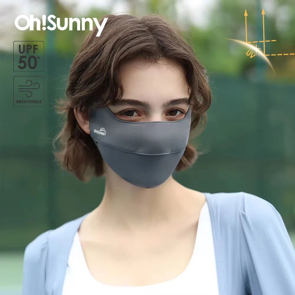 OhSunny Sun Protection Face Mask UPF 50+ Summer Outdoor Anti-UV Quick Dry Open Nose Masks Breathable Facial Mouth Cover